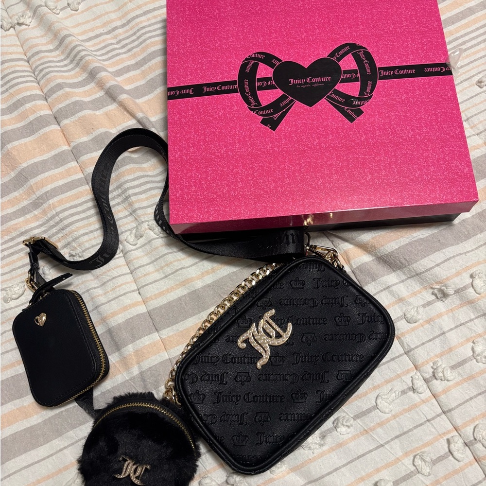 Juicy Couture Black Crossbody Bag with Gold Chain